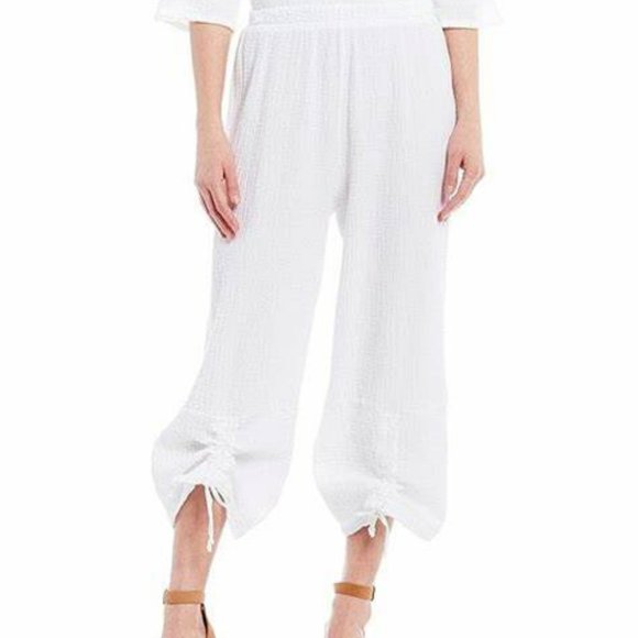 Bryn Walker Gauze Cropped Wide Leg Ruched  Pull-On Coordinating  Sz XXL - Picture 1 of 5
